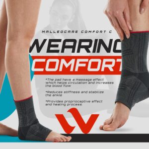 WEHR Malleocare Comfort C Ankle Compression Sleeve - Premium Ankle Support Foot Brace for Ligament Injury, Instability, Swelling – Comfortable and Breathable (X-Large)