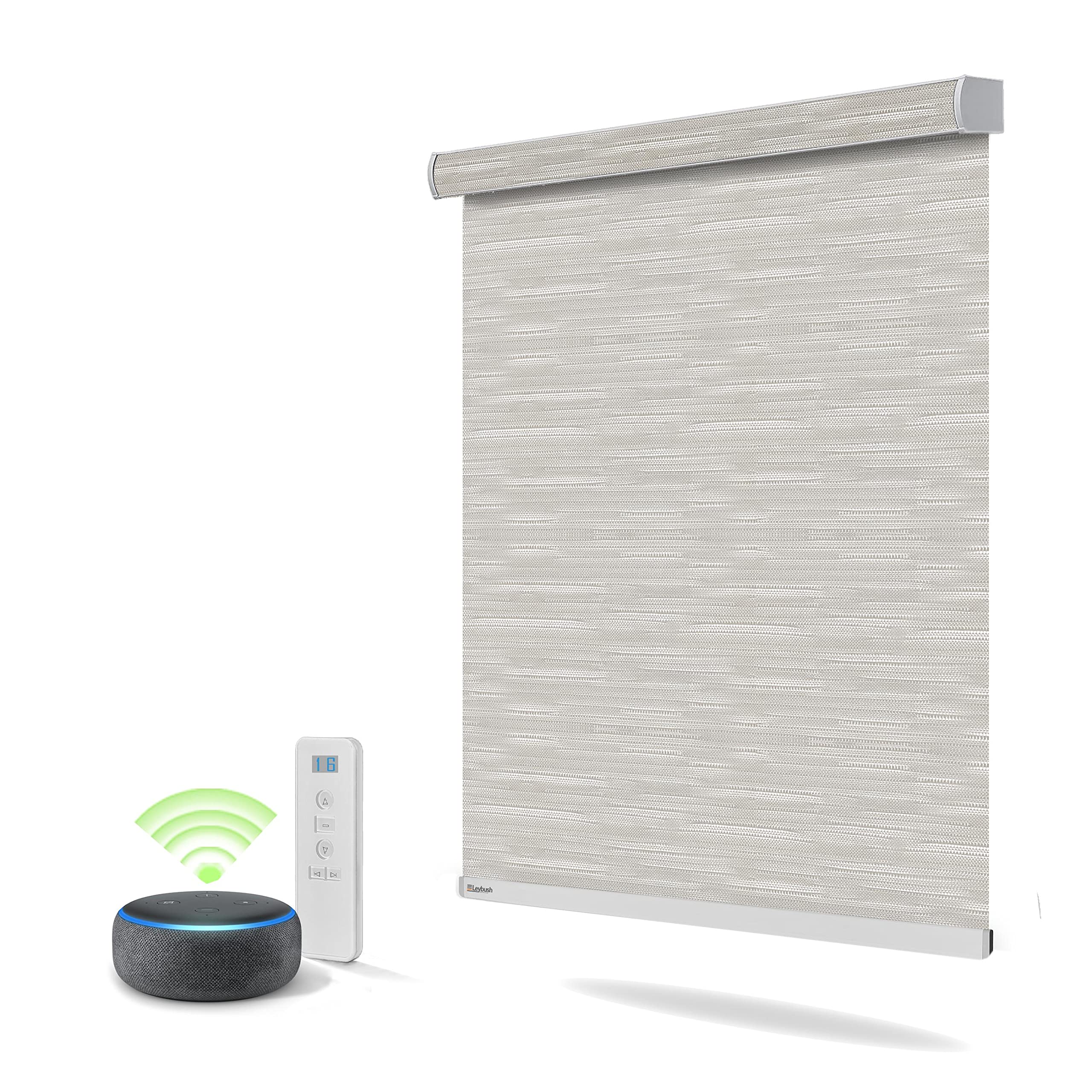 LEYBUSH Motorize Remote Control Blinds, Roller Window Shades(Rechargeable Build-in Battery) Smart Blind Shade Compatible with Smartphone App Smart Home Alexa Google Home, American Products