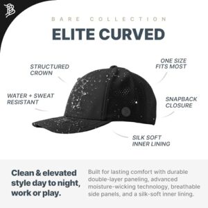 Branded Bills Bare Elite Curved Hat, Black, Fits 7-7.5, with Curved Bill, Double Layer Performance Paneling, Adjustable Snapback, Silk-Soft Front Lining, Quad-Foam Band, Water-Repellent Shell