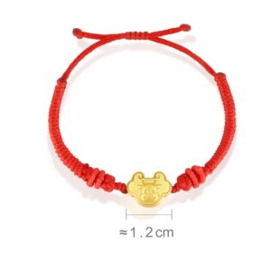 CHOW SANG SANG 999.9 24K Solid Gold Price-by-Weight' Gold Ox, Red Blessing Bracelet for Tiny Size 91974B (Approx. 0.05tael (~1.87g), 6.6 Inches, (17 CM))