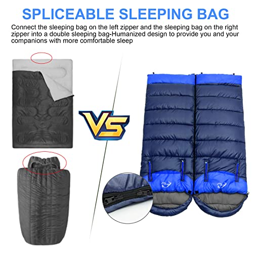 Wearable Sleeping Bag for Adults Compact Lightweight Mummy Sleeping Bags w or Compression Sack for 2-3 Season Camping Backpacking Hiking, Fits 23°F ~ 68°F