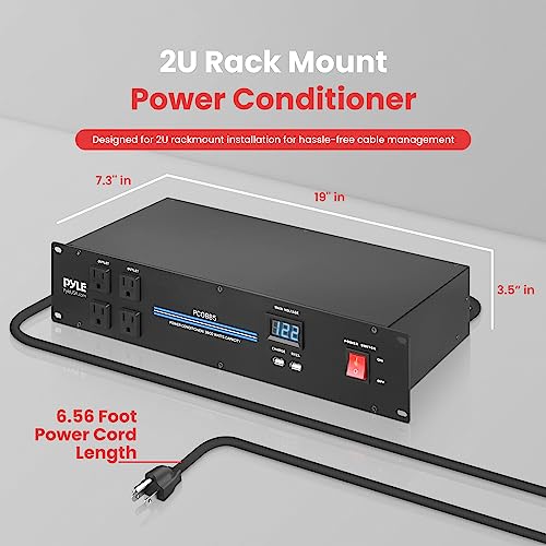 Pyle PDU Power Strip Surge Protector - 3600 Watt 15 Amp 20 Outlet Heavy Duty Electric Extension Cord - 2U Rack Mount Power Conditioner w/AC Filter - PCO885.5