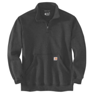 Carhartt Men's Loose Fit Midweight Quarter-Zip Mock-Neck Sweatshirt, Carbon Heather, X-Large