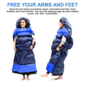 Wearable Sleeping Bag for Adults Compact Lightweight Mummy Sleeping Bags w or Compression Sack for 2-3 Season Camping Backpacking Hiking, Fits 23°F ~ 68°F