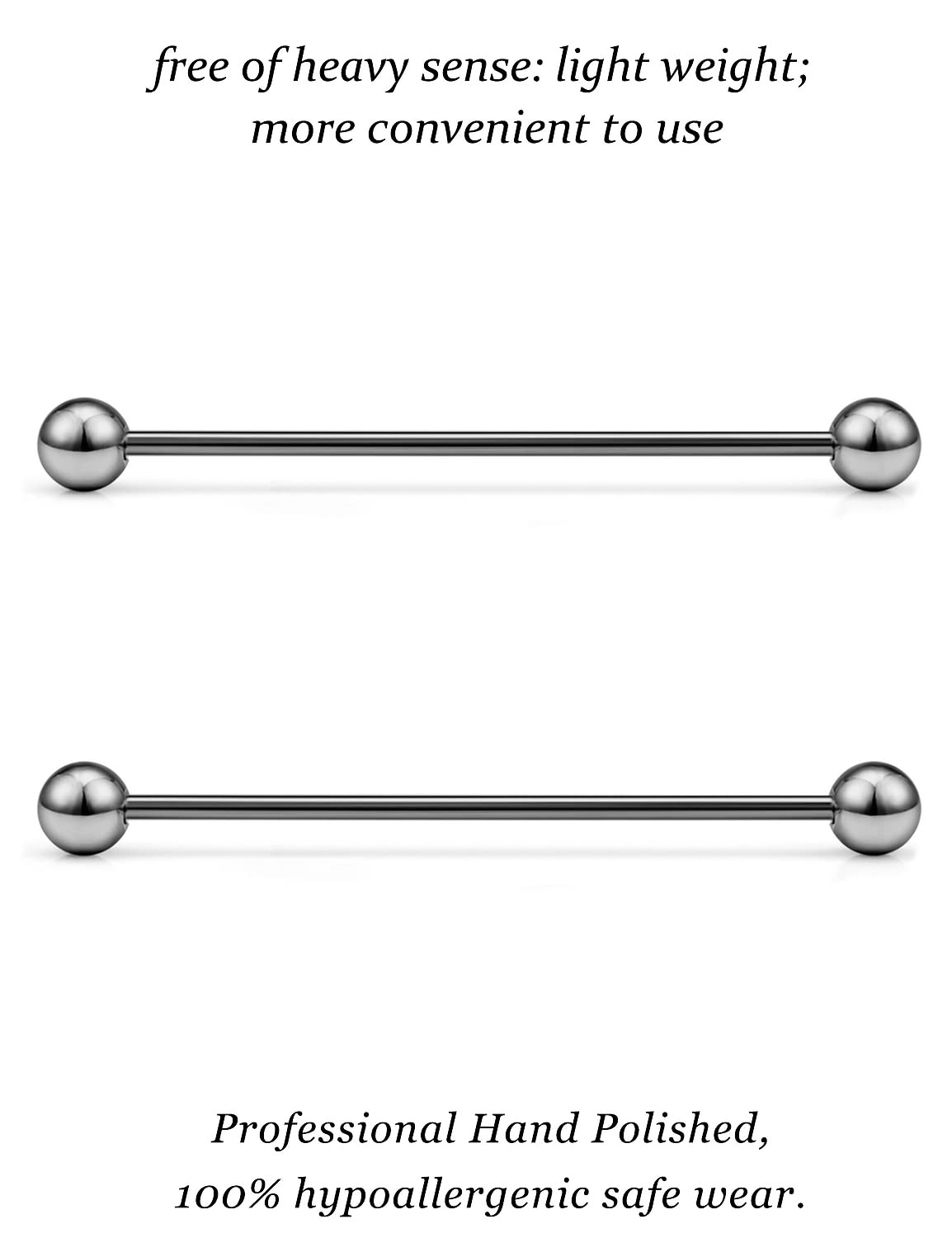 Vsnnsns 16G G23 Titanium Straight Barbell Piercing Jewelry Tongue Rings Nipple Rings Piercing Jewelry Industrial Earrings Barbell Cartilage Tragus Piercing Jewelry 16 Gauge for Women Men 38mm