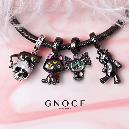 GNOCE Cute Mexican Axolotl Pendant Charm 925 Sterling Silver 18K Gold and Black Plated Dangle Charm Fit Bracelet/Necklace for Women Wife (Black)