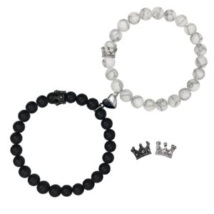 Couples Bracelets King&Queen Crown His and Her Bracelets Heart Matching Bracelets Long Distance Relationship Gifts for Boyfriend and Girlfriend on Anniversary Couples Jewelry for Women Men