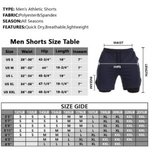 JWJ Men's Running Athletic Workout Sports Mens 2 in 1 Shorts Breathable Gym Short for Men with Pocket, Dark Grey Large