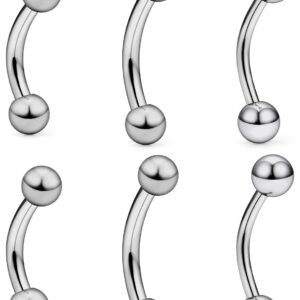 Vsnnsns 14G G23 Titanium Daith Rook Earring Piercing Curved Barbell Eyebrow Rings Snake Eyes Tongue Rings Piercing Jewelry Cartilage Tragus Forward Helix Piercing Jewelry for Women Men 8mm 10mm 12mm