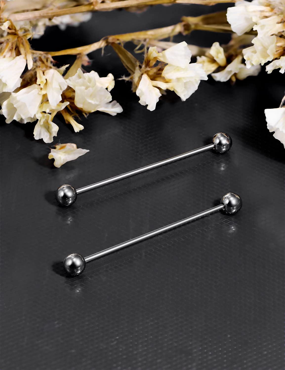 Vsnnsns 16G G23 Titanium Straight Barbell Piercing Jewelry Tongue Rings Nipple Rings Piercing Jewelry Industrial Earrings Barbell Cartilage Tragus Piercing Jewelry 16 Gauge for Women Men 38mm