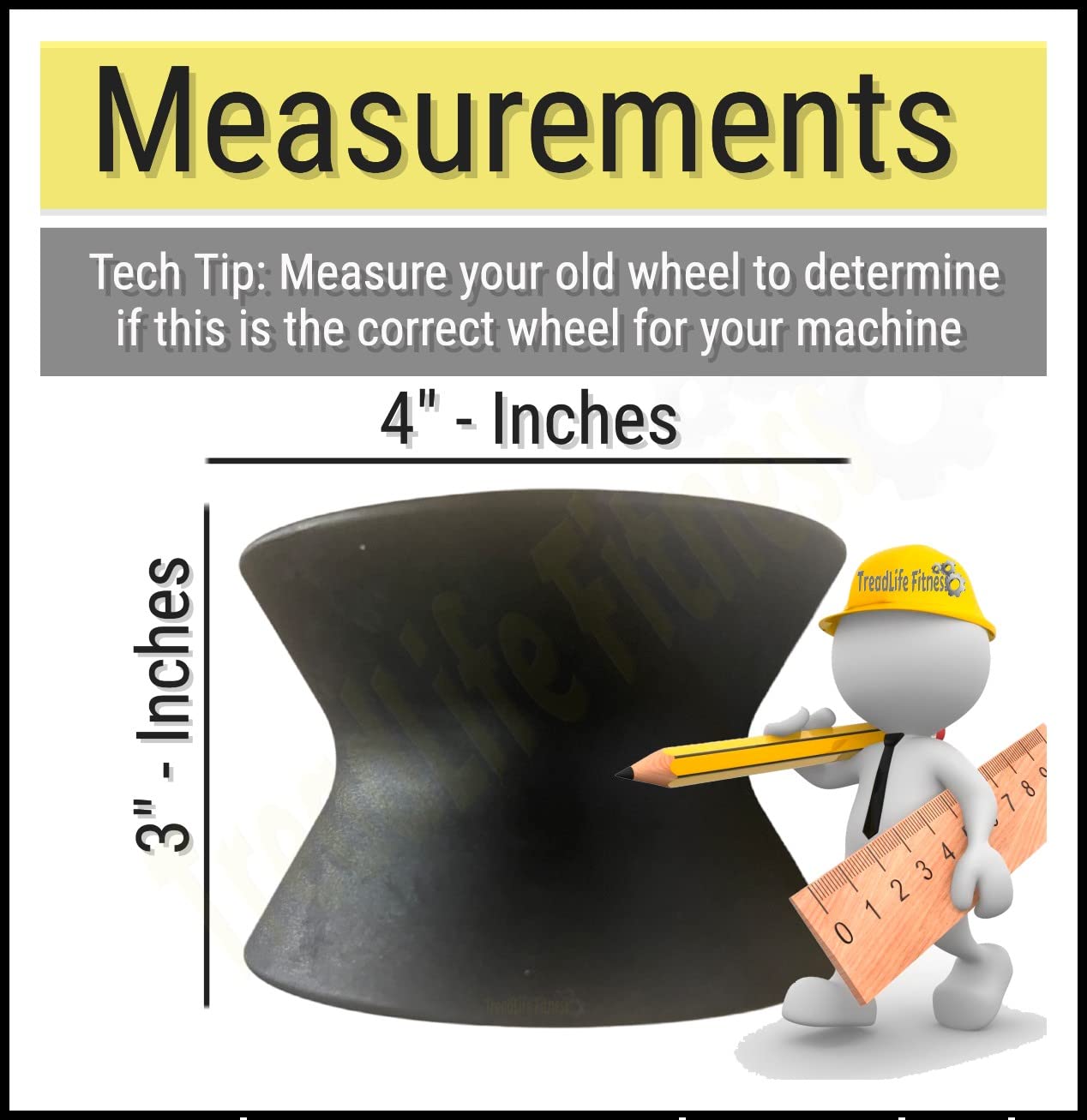 TreadLife Fitness Elliptical Roller Wheel - Part Number 238880 - Compatible with ProForm Series 785F (PFEL579080)