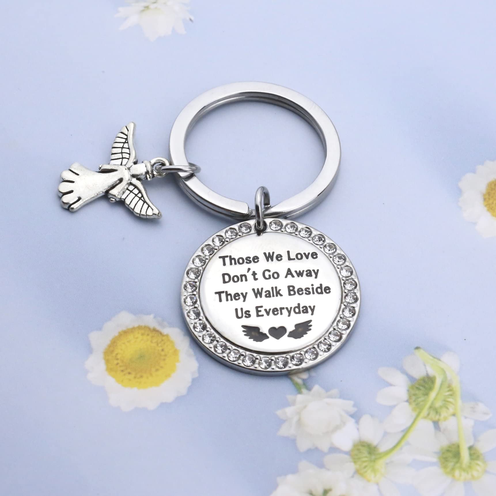 Memorial Keychain Sympathy Jewelry Those We Love Don't Go Away Gifts Angel Keyring Remembrance Loved One Gift Comfort Gift (Angel Those KS)