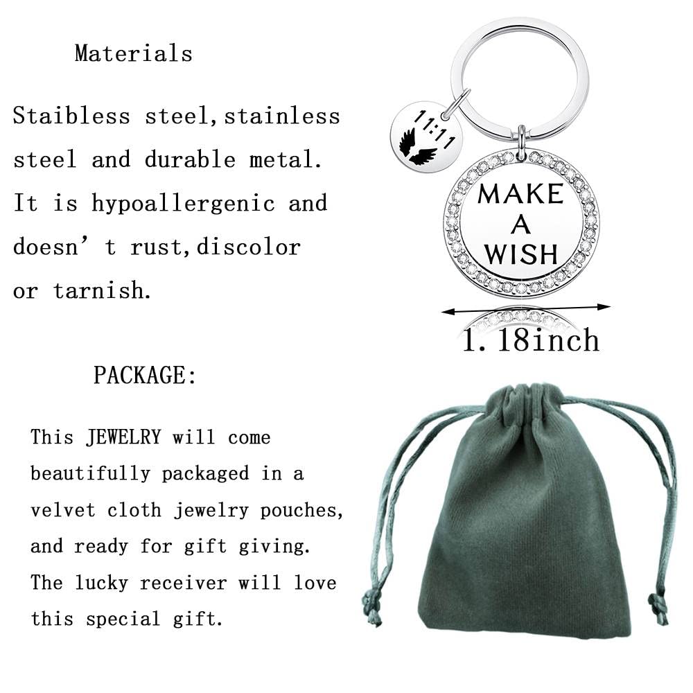 Make A Wish Keychain Spiritual Jewelry New Adventure Gifts 11:11 Angel Wing Keychain Make A Wish Gift Wish Lover Gift (11:11 K S)