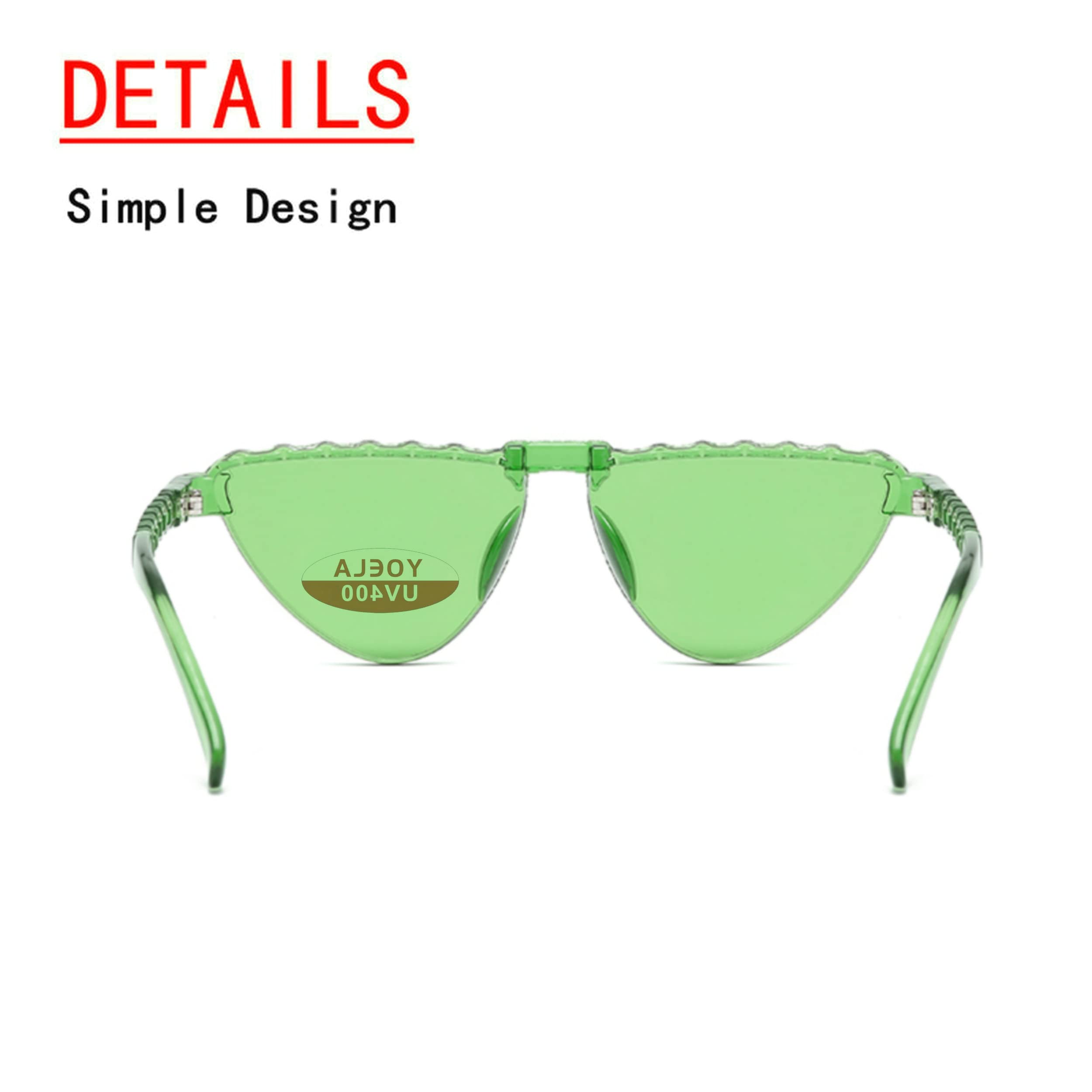 Yoela Triangle Thick Rimless Sunglasses Transparent One Piece Eyewear Colorful Glasses Party Favors