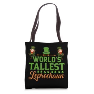 st. patricks day funny world's tallest leprechaun tote bag