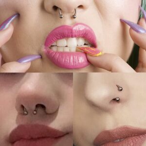 Vsnnsns 16G G23 Titanium Septum Rings Nose Rings Hoop Horseshoe Rings Septum Piercing Jewelry Helix Daith Cartilage Tragus Earrings Lip Eyebrow Rings Piercing Jewelry for Women Men 8mm 10mm 12mm 6pcs