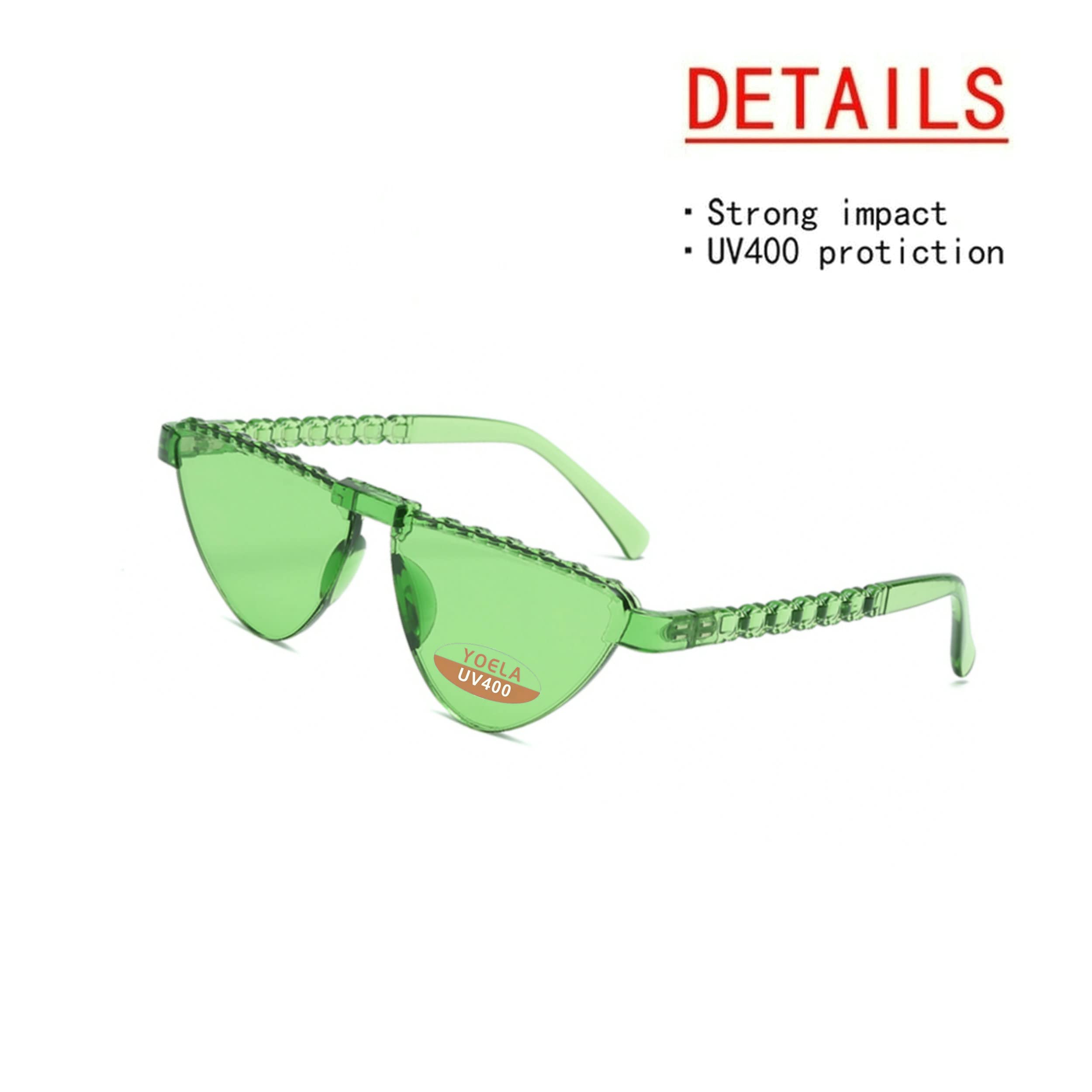 Yoela Triangle Thick Rimless Sunglasses Transparent One Piece Eyewear Colorful Glasses Party Favors