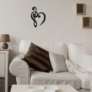 Amyhill Heart Music Wall Decor Musical Notes Wooden Music Wall Decorations Music Symbol Hanging Wall Sign Aesthetic Art for Music Room Home Wedding Present Bedroom Living Room Dining Room