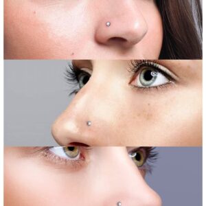 Vsnnsns G23 Titanium Nose Rings for Women 18G Bone L Shaped Nose Studs Screw Nose Rings CZ 2mm Titanium Nose Piercing Jewelry for Men 6Pcs