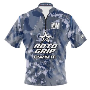 logo infusion dye-sublimated bowling jersey (sash collar) - i am bowling fun design 2055-rg - roto grip - navy camo (x-large)