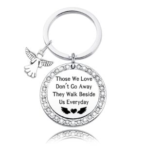 Memorial Keychain Sympathy Jewelry Those We Love Don't Go Away Gifts Angel Keyring Remembrance Loved One Gift Comfort Gift (Angel Those KS)