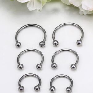 Vsnnsns 16G G23 Titanium Septum Rings Nose Rings Hoop Horseshoe Rings Septum Piercing Jewelry Helix Daith Cartilage Tragus Earrings Lip Eyebrow Rings Piercing Jewelry for Women Men 8mm 10mm 12mm 6pcs