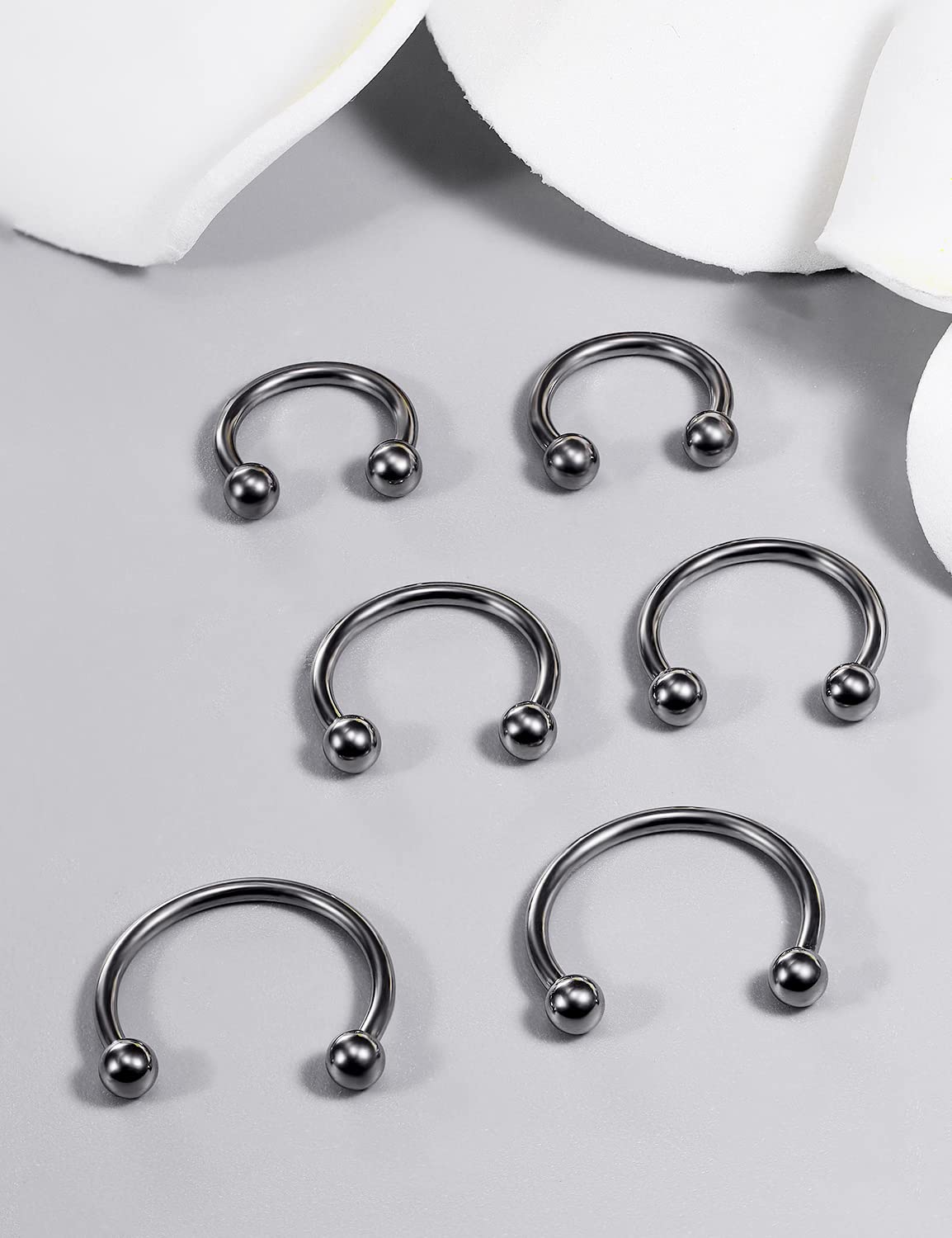 Vsnnsns 16G G23 Titanium Septum Rings Nose Rings Hoop Horseshoe Rings Septum Piercing Jewelry Helix Daith Cartilage Tragus Earrings Lip Eyebrow Rings Piercing Jewelry for Women Men 8mm 10mm 12mm 6pcs