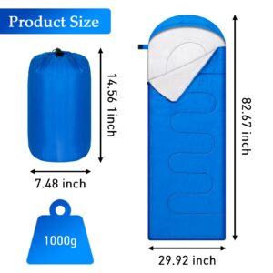 OBTANIM Camping Sleeping Bags Portable Waterproof Sleeping Bag for Adults Kids 4 Seasons Winter, Fall, Spring, Summer Backpacking Hiking Camping Mountaineering Indoor Outdoor Use (Blue)