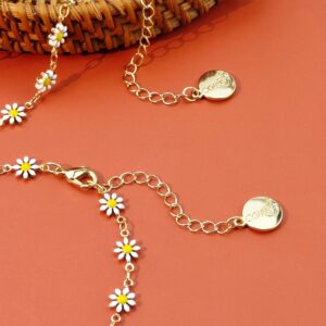 Coiris Daisy Choker Necklace Bracelet,Gold Chain Necklaces Jewelry Flower Jewelry Set for Women (N0085-White Petals)