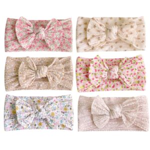 jralon 6pcs in a pack of kid-friendly soft colorful bow hair bands little girl printed nylon hair accessories girls kids