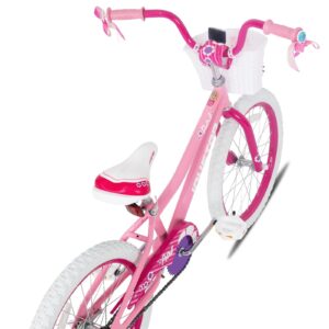 JOYSTAR 20 inch Girls Bike for Kids 7-10 Years Girl Bicycle with Basket and Streamer 20" Kids Bikes for Girls Ages 9-12 Child Bike Pink