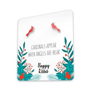 Red Cardinal Earrings with “Cardinals Appear When Angels Are Near” Gift Card