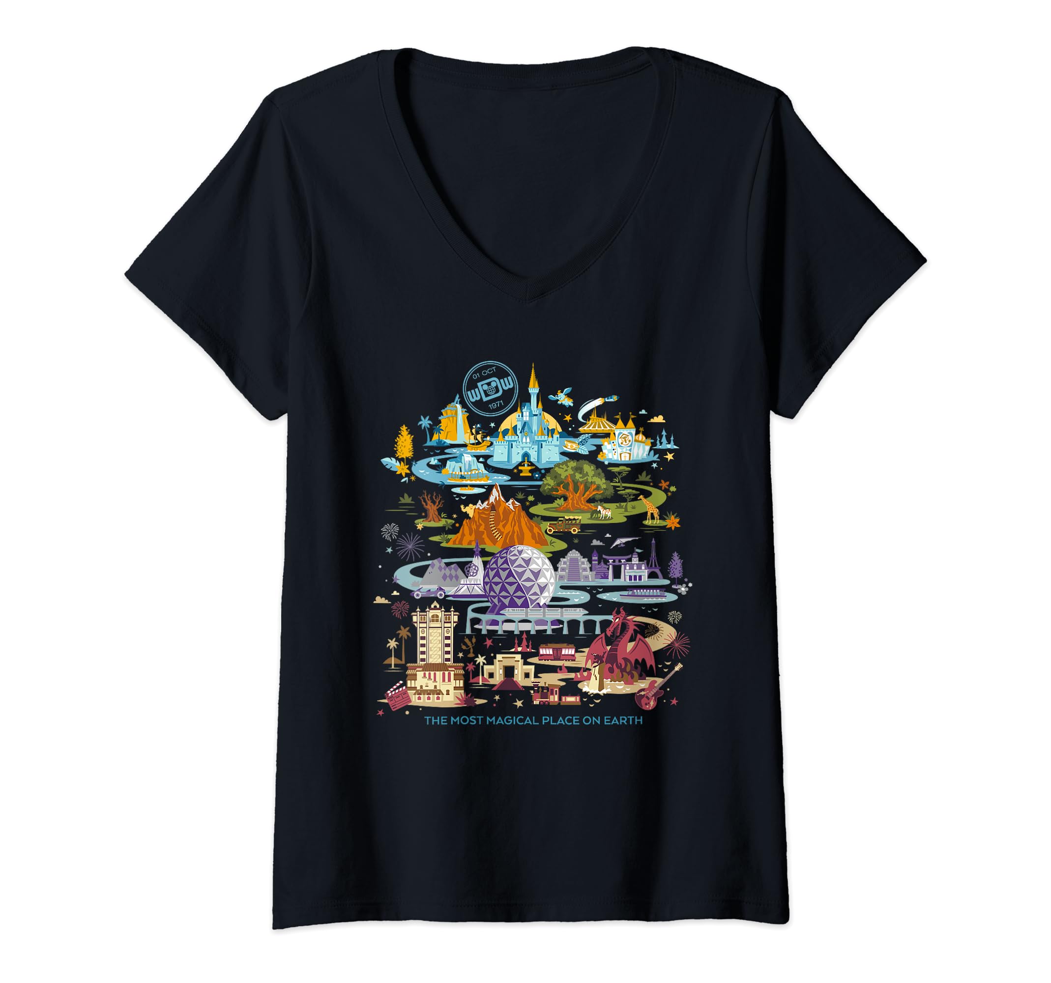 Womens Disney Walt Disney World 50th Anniversary V-Neck T-Shirt