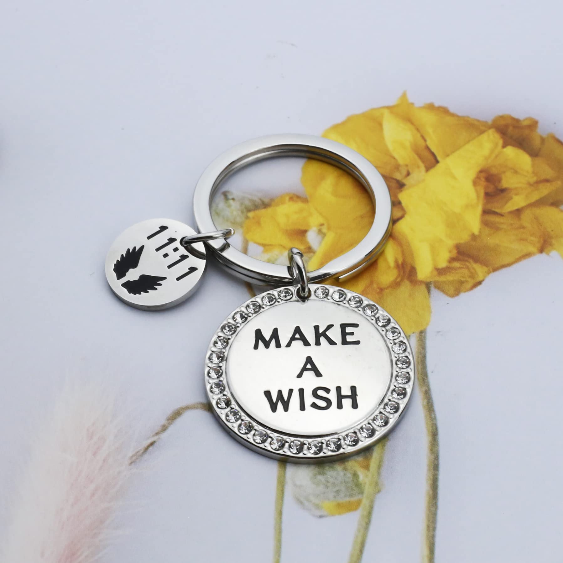 Make A Wish Keychain Spiritual Jewelry New Adventure Gifts 11:11 Angel Wing Keychain Make A Wish Gift Wish Lover Gift (11:11 K S)