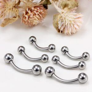 Vsnnsns 14G G23 Titanium Daith Rook Earring Piercing Curved Barbell Eyebrow Rings Snake Eyes Tongue Rings Piercing Jewelry Cartilage Tragus Forward Helix Piercing Jewelry for Women Men 8mm 10mm 12mm