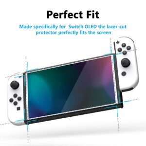 playvital White Border Tempered Glass Screen Protector for Nintendo Switch OLED, Anti-Scratch Transparent HD Clear Protector Film for Switch OLED - 2 Pack Included