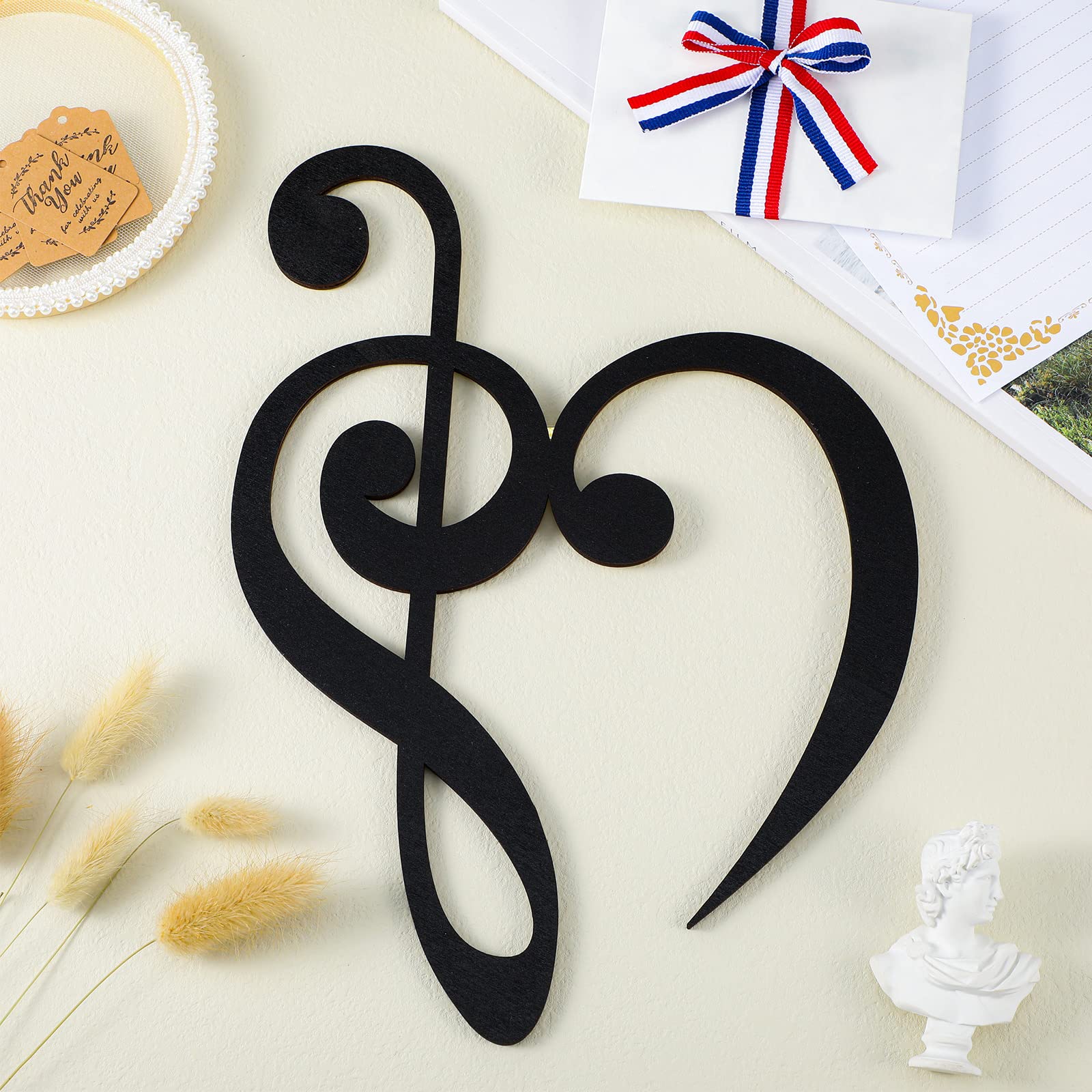 Amyhill Heart Music Wall Decor Musical Notes Wooden Music Wall Decorations Music Symbol Hanging Wall Sign Aesthetic Art for Music Room Home Wedding Present Bedroom Living Room Dining Room