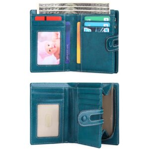 GOIACII Leather Wallets for Women RFID Blocking Zip Around Coin Purse Small