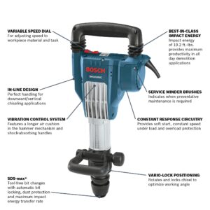 BOSCH DH1020VC Inline Demolition Hammer, BluewithBOSCH HS1910 Scaling Chisel 3-Inch by 12 Inch SDS max