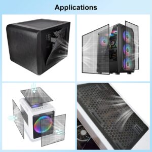 DIY Computer PC Case and Desktop Fans PVC Dustproof Mesh Filter Cover 300x800mm Fan Grill with Magnetic Strip for Computer Chassis Speakers and More 2-Pack Black