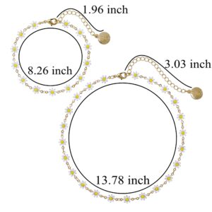 Coiris Daisy Choker Necklace Bracelet,Gold Chain Necklaces Jewelry Flower Jewelry Set for Women (N0085-White Petals)