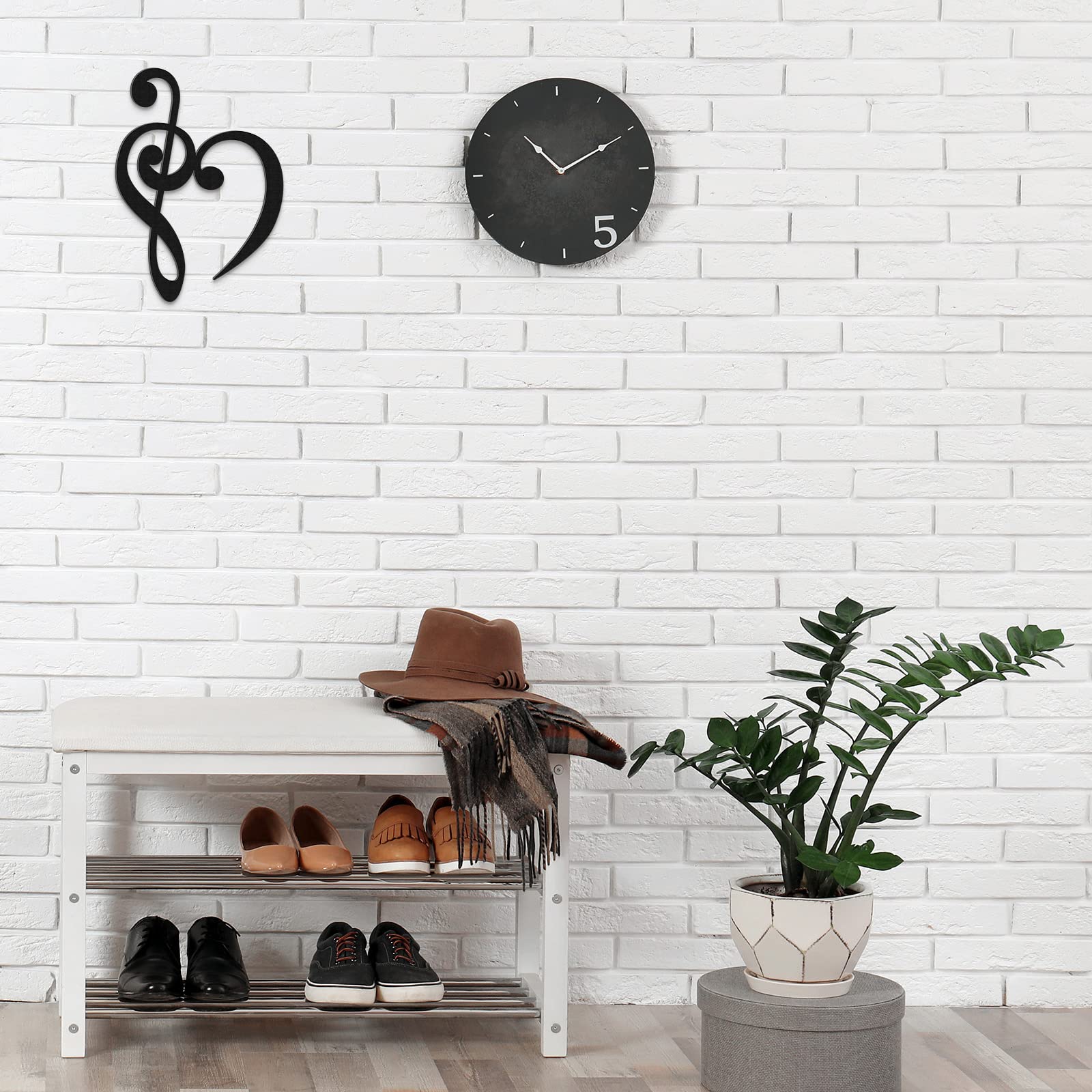 Amyhill Heart Music Wall Decor Musical Notes Wooden Music Wall Decorations Music Symbol Hanging Wall Sign Aesthetic Art for Music Room Home Wedding Present Bedroom Living Room Dining Room