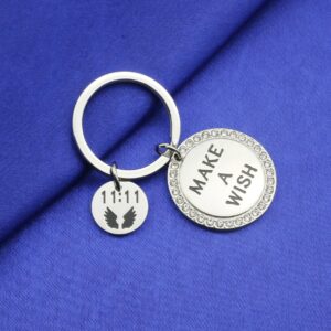 Make A Wish Keychain Spiritual Jewelry New Adventure Gifts 11:11 Angel Wing Keychain Make A Wish Gift Wish Lover Gift (11:11 K S)