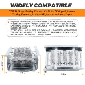 279838 W10724237 Dryer Heating Element Kit for Whirlpool Kenmore Maytag Dryer - 3977767 3392519 Thermostat Fuse 3387134 397793 Thermostat- Replaces PS334313 4531017 MEDX655dW1 WED4815EW1 by Blutoget