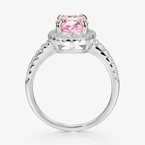 Michooyel 2.0ct Oval Cut Pink Diamond Engagement Ring Sterling Silver Cubic Zirconia Halo Women's Ring Promise Ring