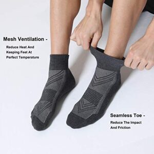 CelerSport 6 Pack Men's Ankle Socks with Cushion, Sport Athletic Running Socks, 3 Dark Gray + 3 Gray, X-Large