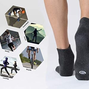 CelerSport 6 Pack Men's Ankle Socks with Cushion, Sport Athletic Running Socks, 3 Dark Gray + 3 Gray, X-Large