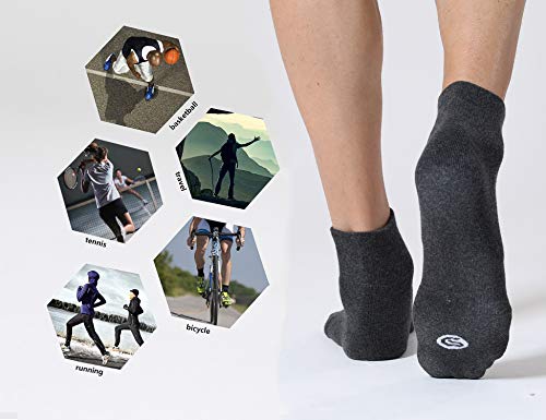 CelerSport 6 Pack Men's Ankle Socks with Cushion, Sport Athletic Running Socks, 3 Dark Gray + 3 Gray, X-Large