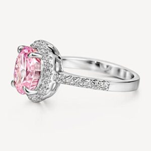 Michooyel 2.0ct Oval Cut Pink Diamond Engagement Ring Sterling Silver Cubic Zirconia Halo Women's Ring Promise Ring