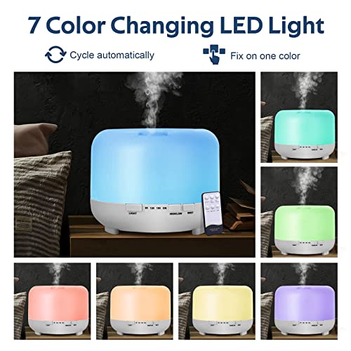 Moisturnt Aromatherapy Essential Oil Diffuser for Room: 500ml Aroma Air Humidifier Remote Control for Home Large & Small Rooms-Ultrasonic Cool Mist Diffusers Oils Vaporizer with Light,Light White